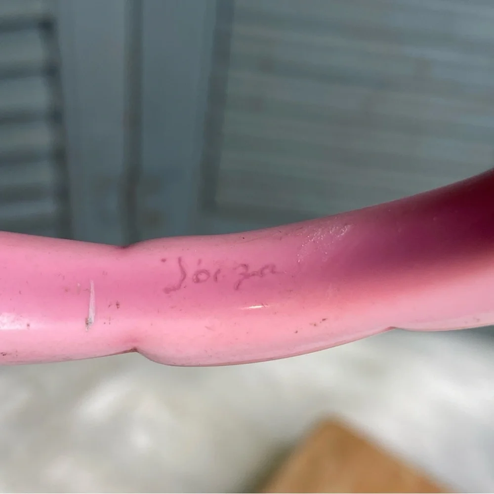 Vintage Signed Acrylic Overdyed Bangle Carved Design Pink L. Copart